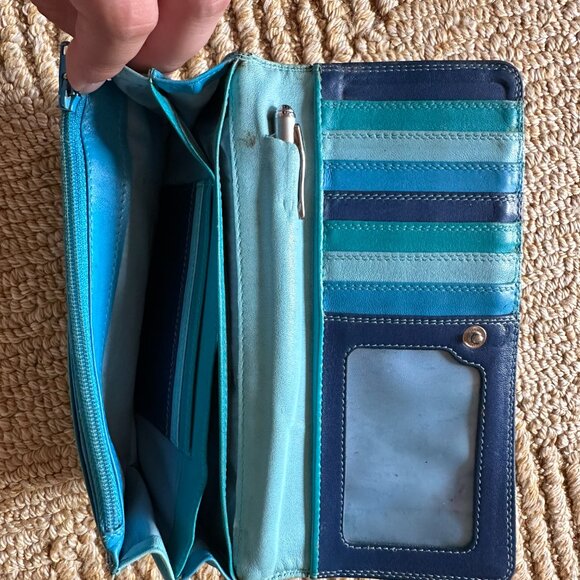 Used Wallet In Pretty Shades Of Blue And Teal - Picture 3 of 8